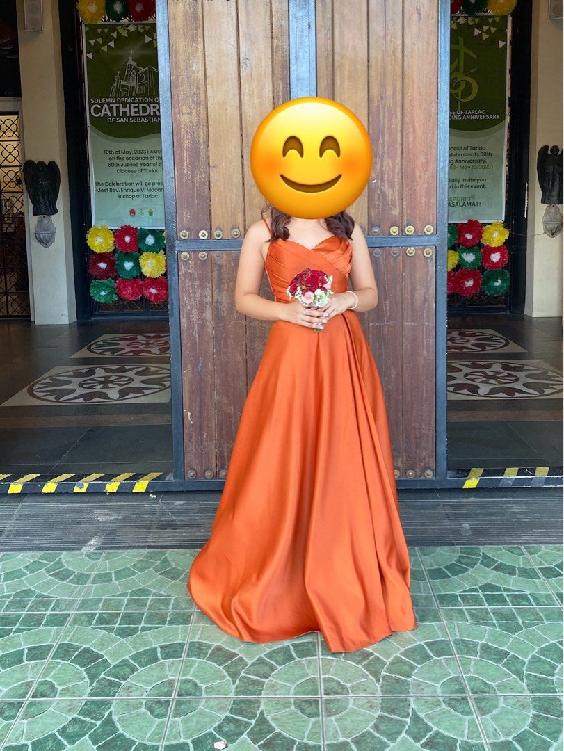 Rusty Rustic Long Dress Rust Long gown, Women's Fashion, Dresses & Sets, Evening dresses ...