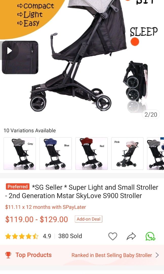 S900 2nd Gen lightweight foldable stroller, Babies & Kids, Going Out ...