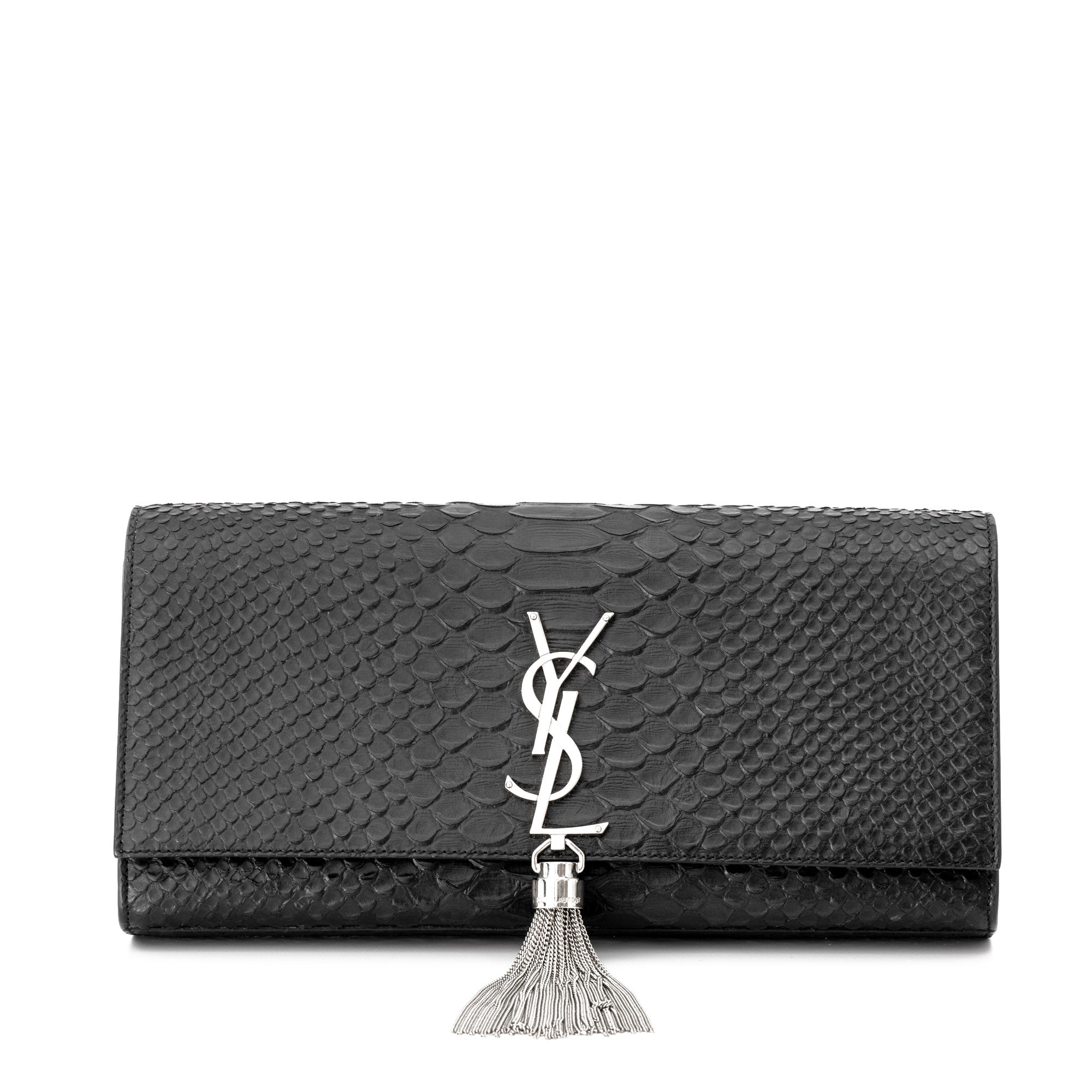 Ysl top python clutch