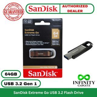 SanDisk Extreme Go USB 3.2 64GB Flash Drive 395MB/s Read 100MB/s Write