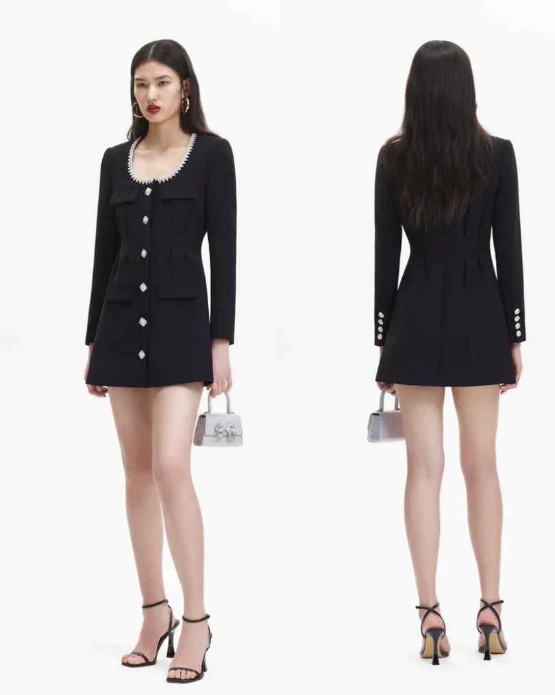 Self-portrait | Black Bonded Crepe Mini Dress, Women's Fashion, Dresses &  Sets, Dresses on Carousell