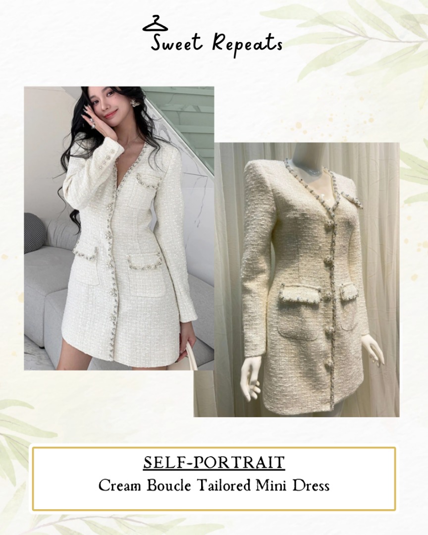 self-portrait | Cream Boucle Tailored Mini Dress, Women's Fashion, Dresses  & Sets, Dresses on Carousell
