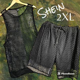 Shein Plus size Black Net Terno Coords Sando top shirt and shorts