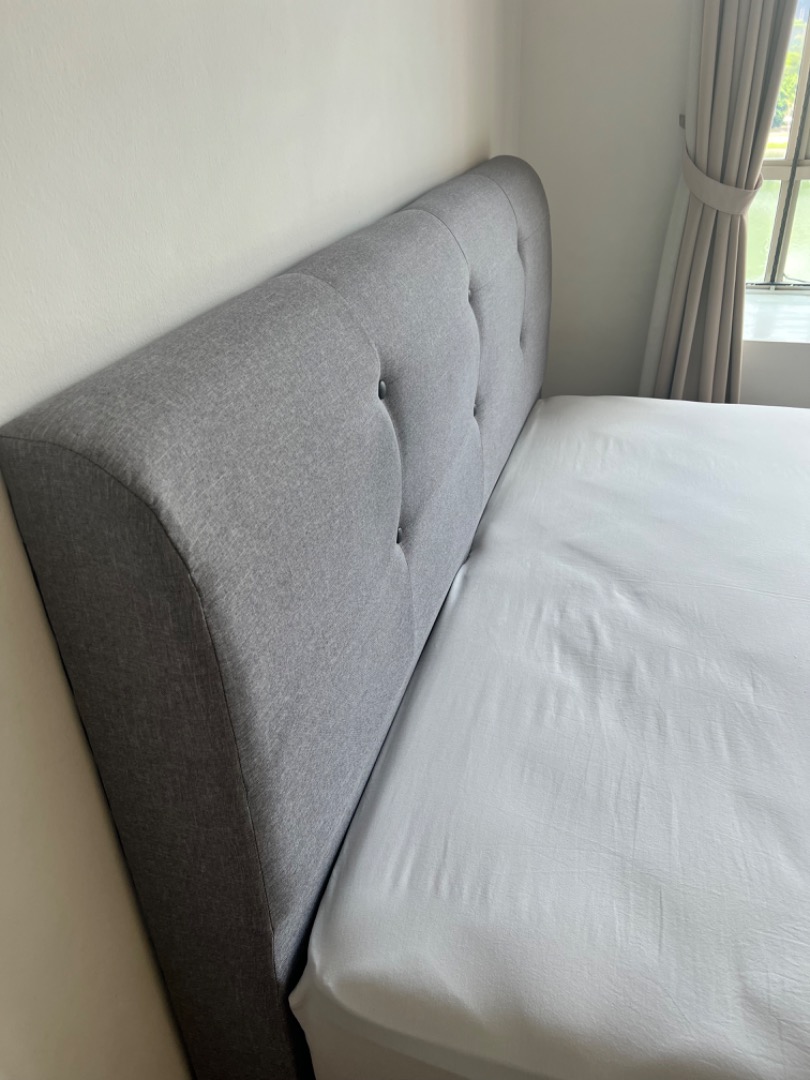 Singapore King Size Bed Frame with 2 inbuilt drawers, Furniture & Home