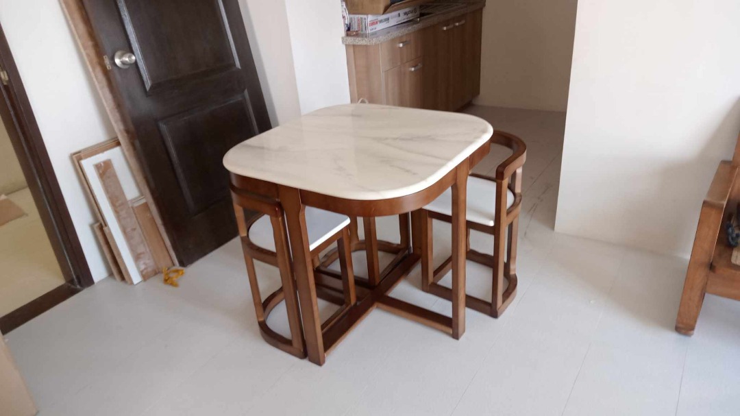 SPACE SAVER MARBLE TABLE 4 SEATER, Furniture & Home Living, Furniture ...