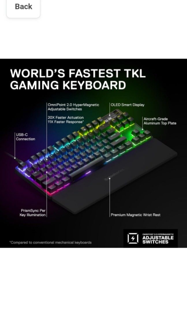 SteelSeries New Apex Pro TKL Wireless 2023 Ed. - World's Fastest Mechanical  Gaming Keyboard – Adjustable Actuation – Esports