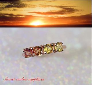 Sunset ombré sapphires half eternity rings