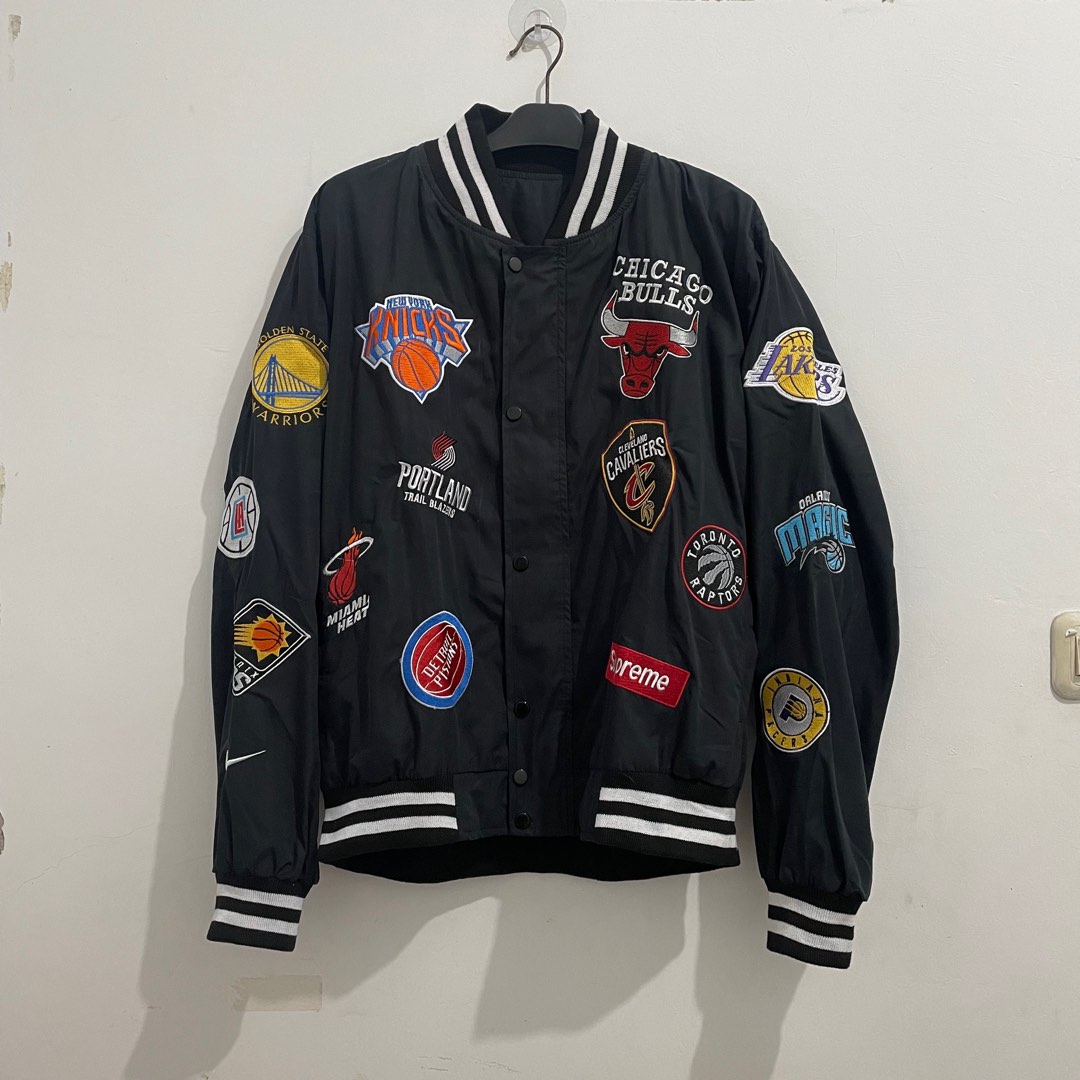 Supreme x nba varsity jacket best sale