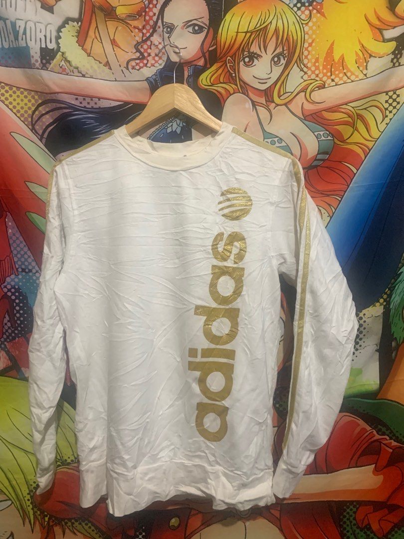 White and gold adidas sweatshirt sale