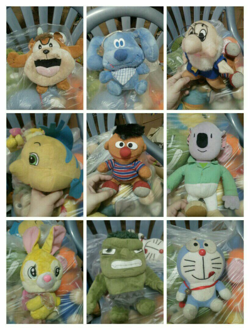 Claw machine stuffed toys (Category: Plushies & Soft Toys) located in Manila. Submitted by rrrrjds (Listing ID 1174965023, Image 1). Description: price is per piece 😊 50p each 5inch. estimated. unbranded. HuLk-sold pooh_sold doraemon-sold floppy bird-sold. needs cleaning.decluttering.
