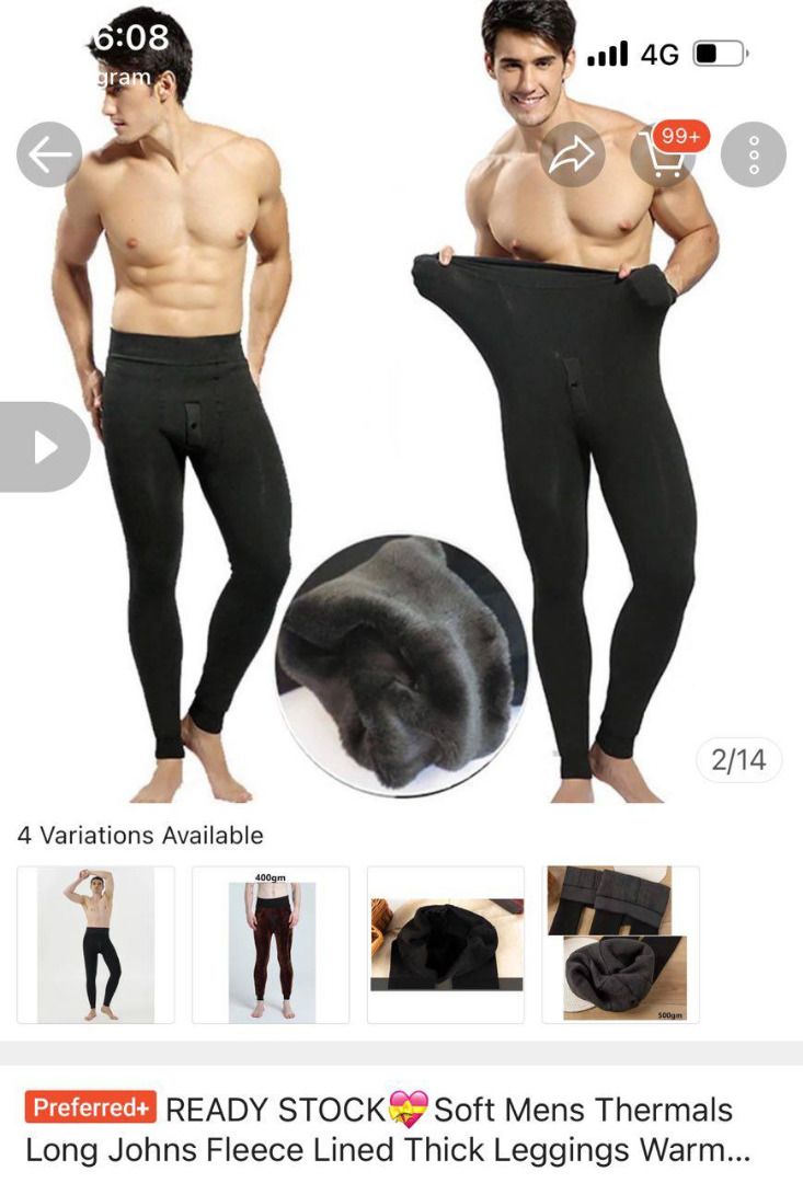 Thermal Long John Fleece (Thick Legging), Men's Fashion, Bottoms, New  Underwear on Carousell