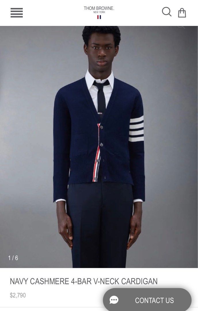 Thom Browne Navy Cashmere Cardigan Men s Fashion Coats Jackets and Outerwear on Carousell