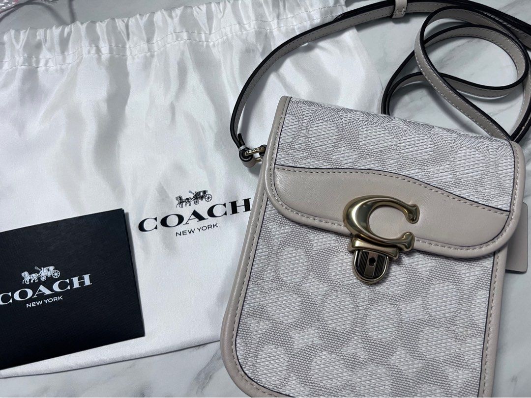 USED ONCE AUTHENTIC Coach Signature Jacquard Tall Studio Crossbody Luxury Bags Wallets on Carousell
