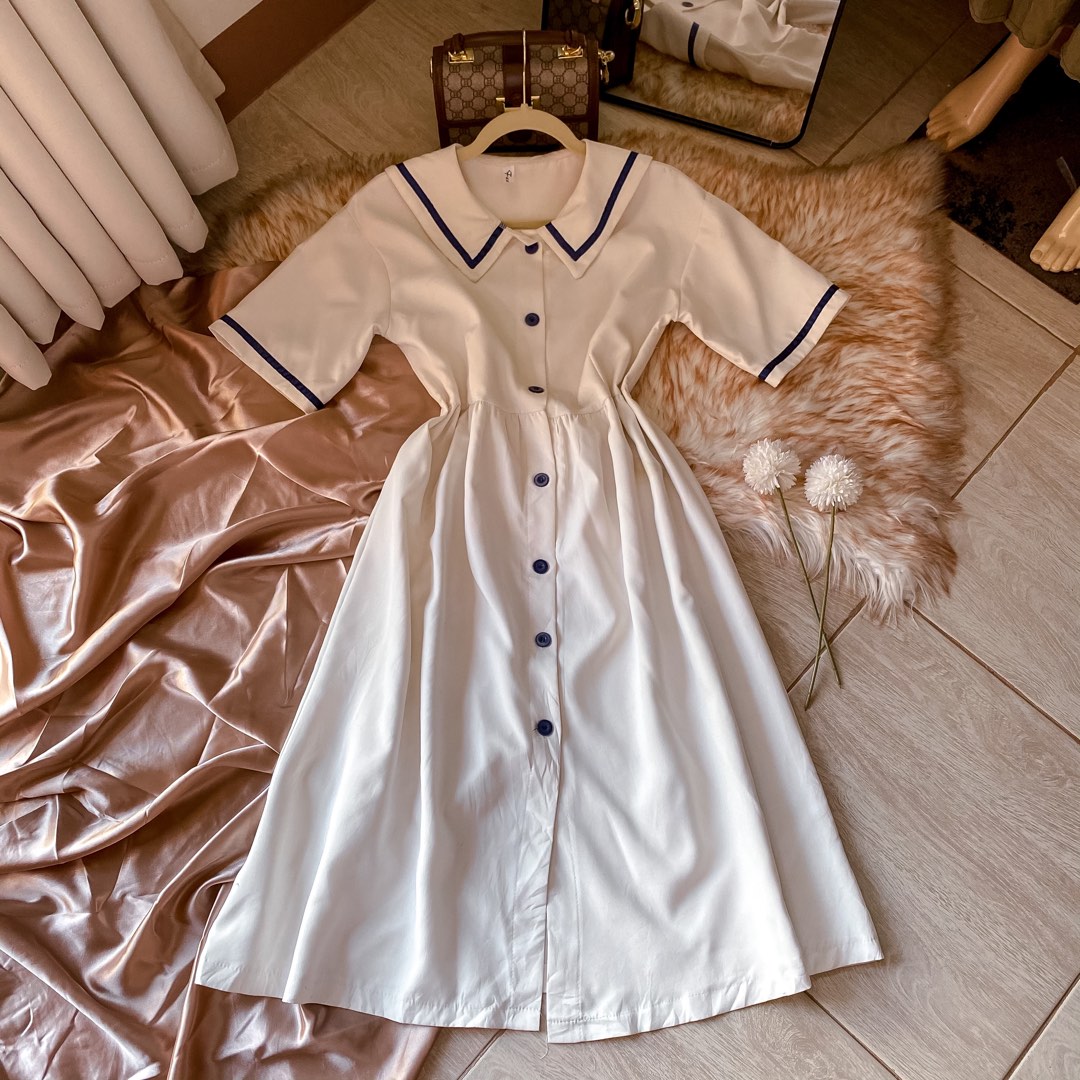 Collared Button Sweater Midi Dress