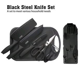Xmas Outdoor Sale : Black camping cutlery set. Packable easy storage.