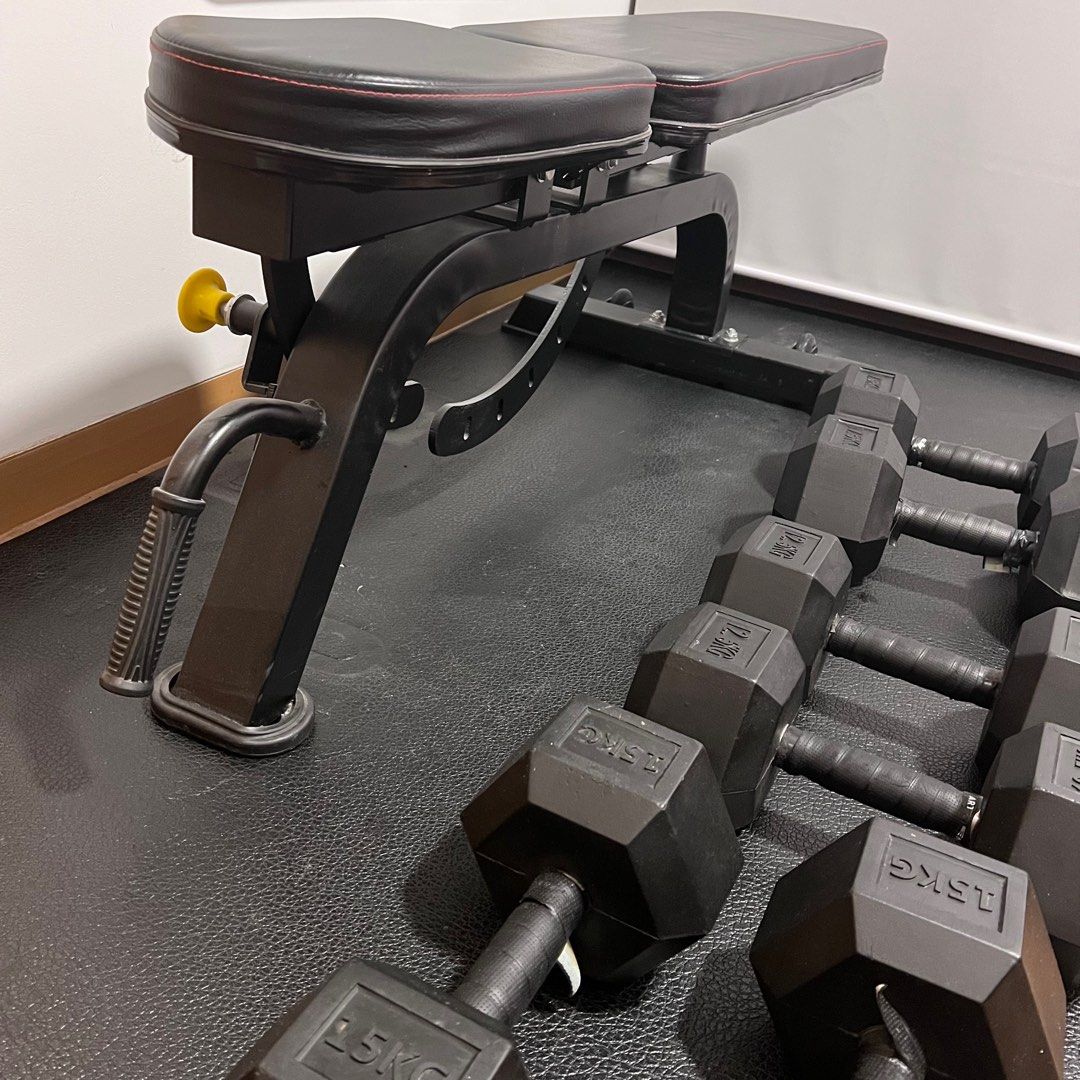 15kg 17kg dumbbell gym mat bench, Sports Equipment