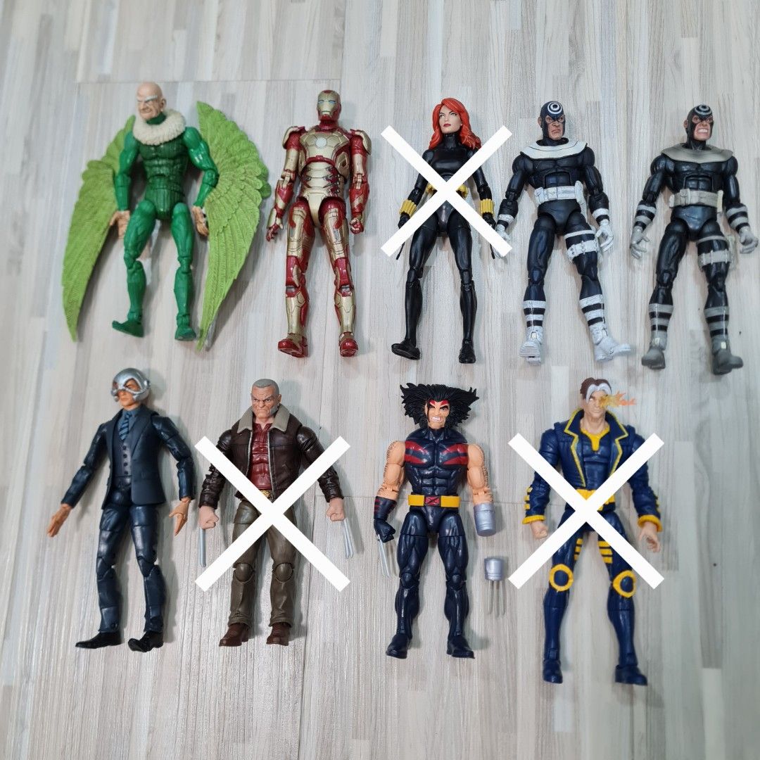 15 each Marvel Legends Vulture Bullseye Professor X Hasbro Iron Man Mk42 Wolverine