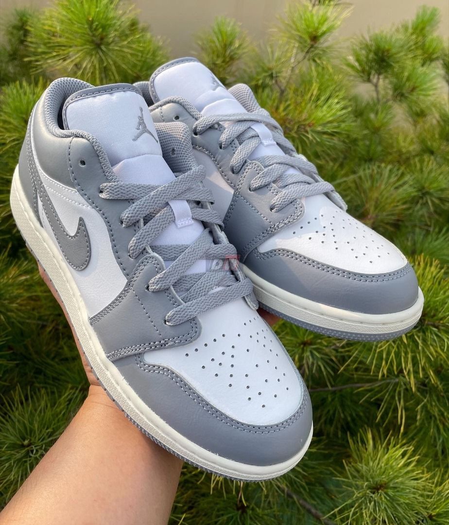 25cm]Nike Air Jordan 1 low 灰色低筒穿搭AJ1 low 復古奶油底(553560