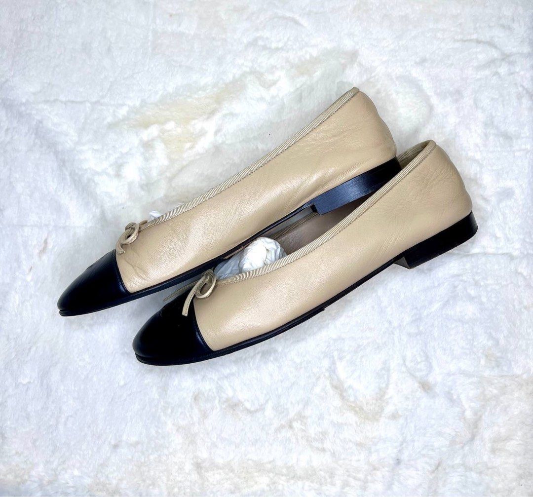 Chanel Tweed Classic Ballet Flat Shoes Sz 39.5