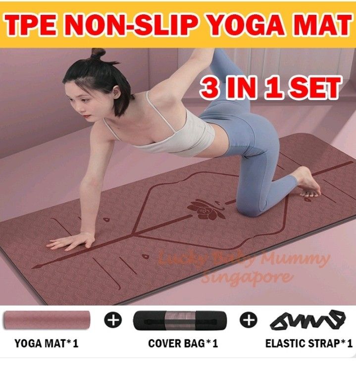 3 in 1 Anti-Slip Premium Quality TPE Yoga Mat Extra Thick 6/8mm