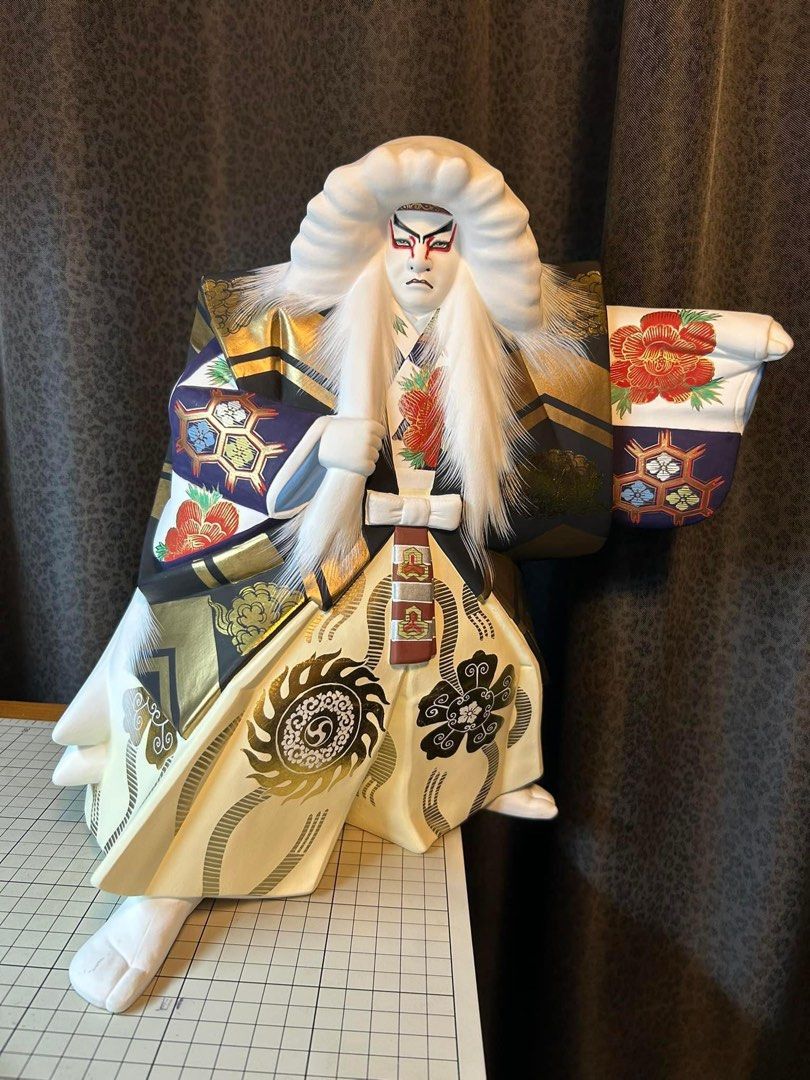 【新作大特価】日本人形 日本の伝統 KABUKI ガラスケース付　歌舞伎人形 節句 日本舞踊　正絹細工　羽子板　板が2枚 その他