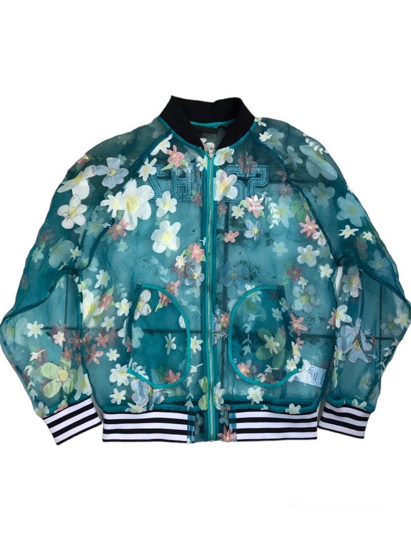 Adidas sheer floral shop jacket