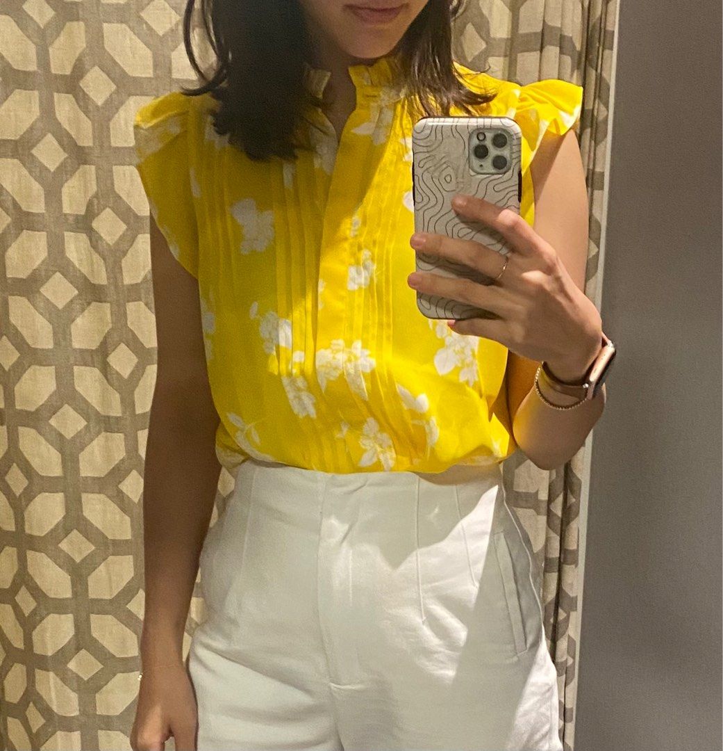 Ann taylor yellow blouse sales