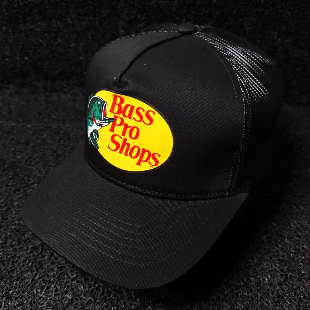 BASS PRO SHOPS BLACK TRUCKER CAP, Men's Fashion, Watches