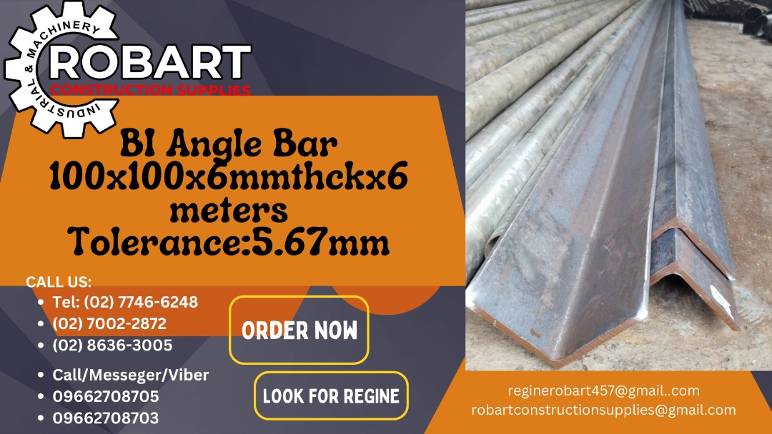 BI Angle Bar 100x100x6mmthckx6meters Tolerance:5.67mm, Commercial ...