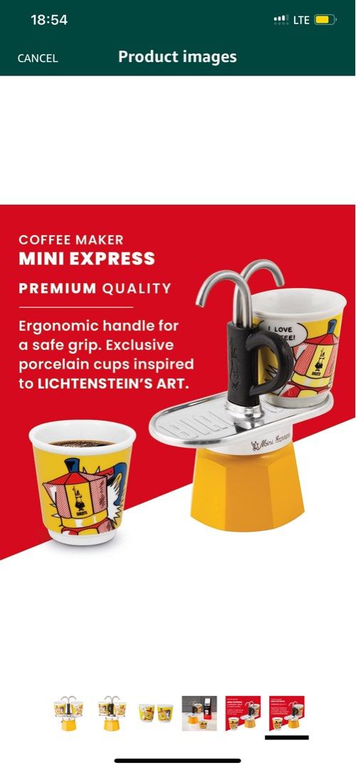Bialetti - Mini Express Lichtenstein: Moka Set includes Coffee Maker 2-Cup  (3