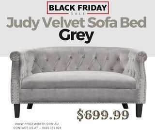 BLACK FRIDAY SALE!! Judy Velvet Sofa Bed - Grey