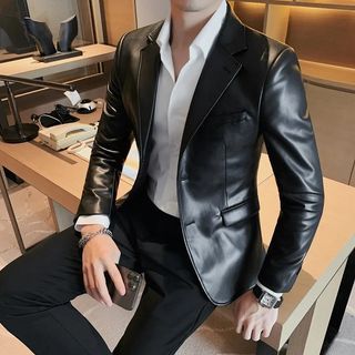 men black pu leather jacket brown/ black pu leather jacket
