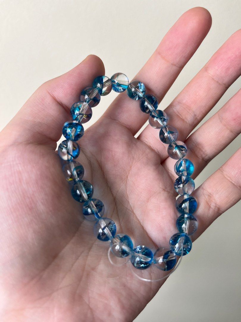 Blue Phoenix Feather Crystal Bracelet, Women's Fashion, Jewelry