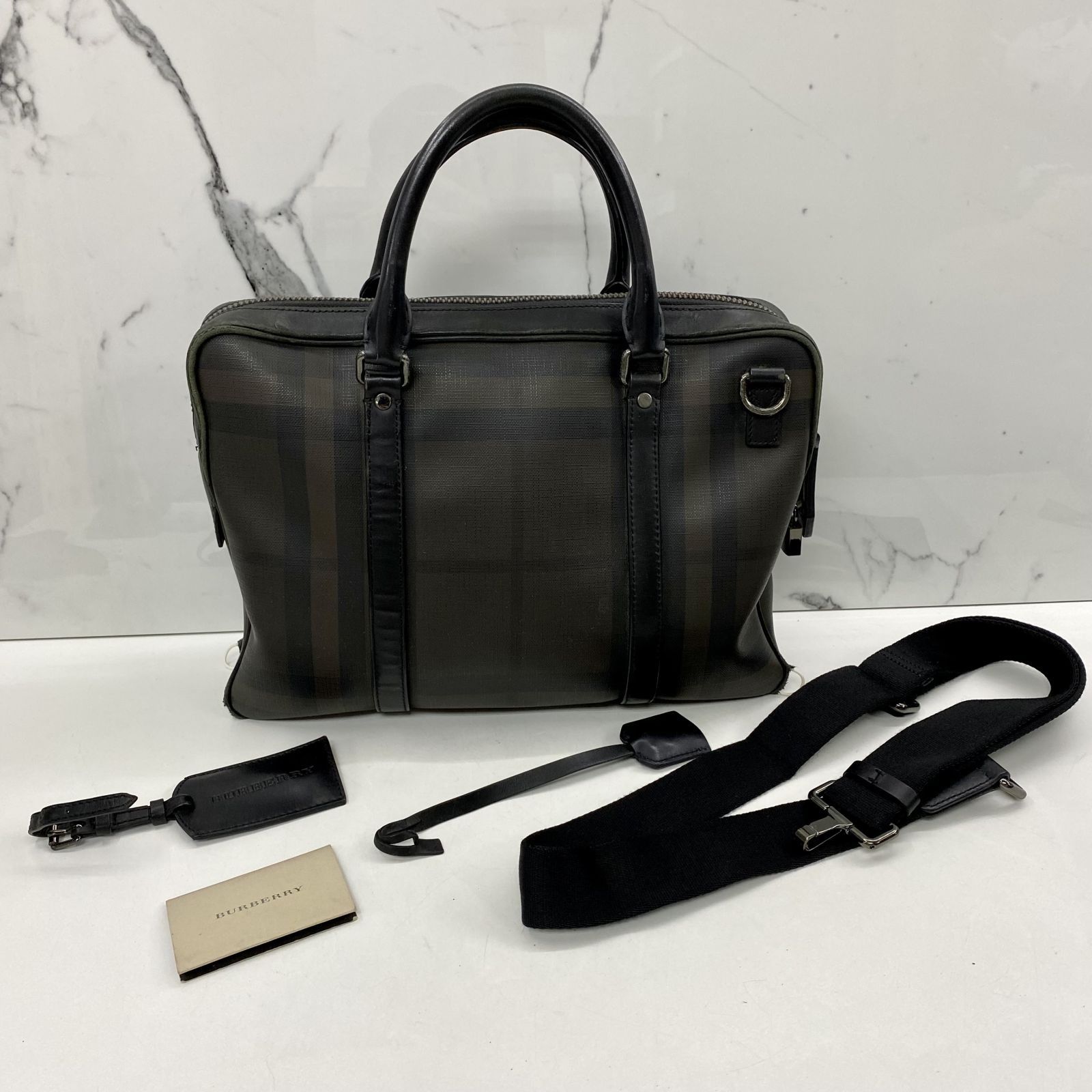 BURBERRY BLACK LEATHER LONDON BRIEFCASE 2WAY SHOULDER BAG 237036589 KM