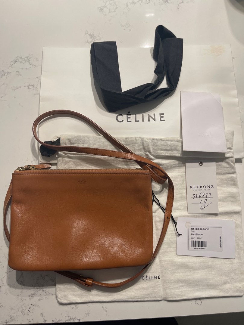 Celine Trio Bag Small Light Copper Luxury Bags Wallets on