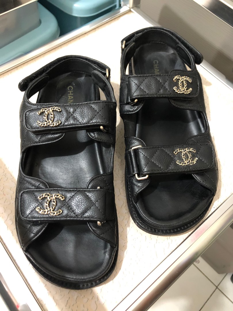 Chanel DAD Sandals 39C size, Women's Fashion, Footwear, Flats & Sandals ...