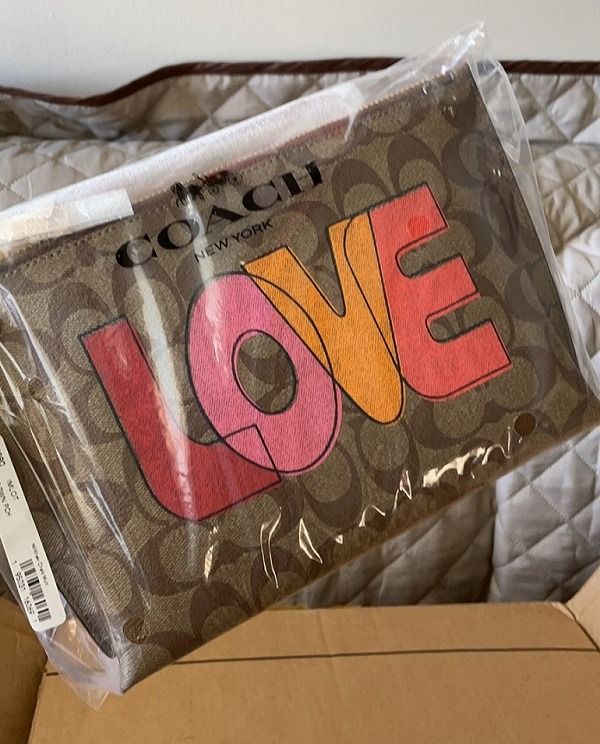 Charlie pouch in signature canvas with love print cheap