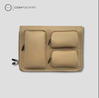 ComPacked Khaki Synthetic Leather Waterproof
Laptop Sleeve with Detachable Flap (13"-14")