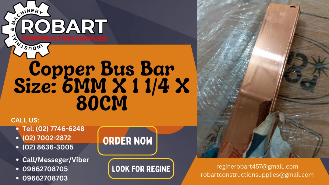 Copper Bus Bar Size 6MM X 1 1/4 X 80CM, Commercial & Industrial