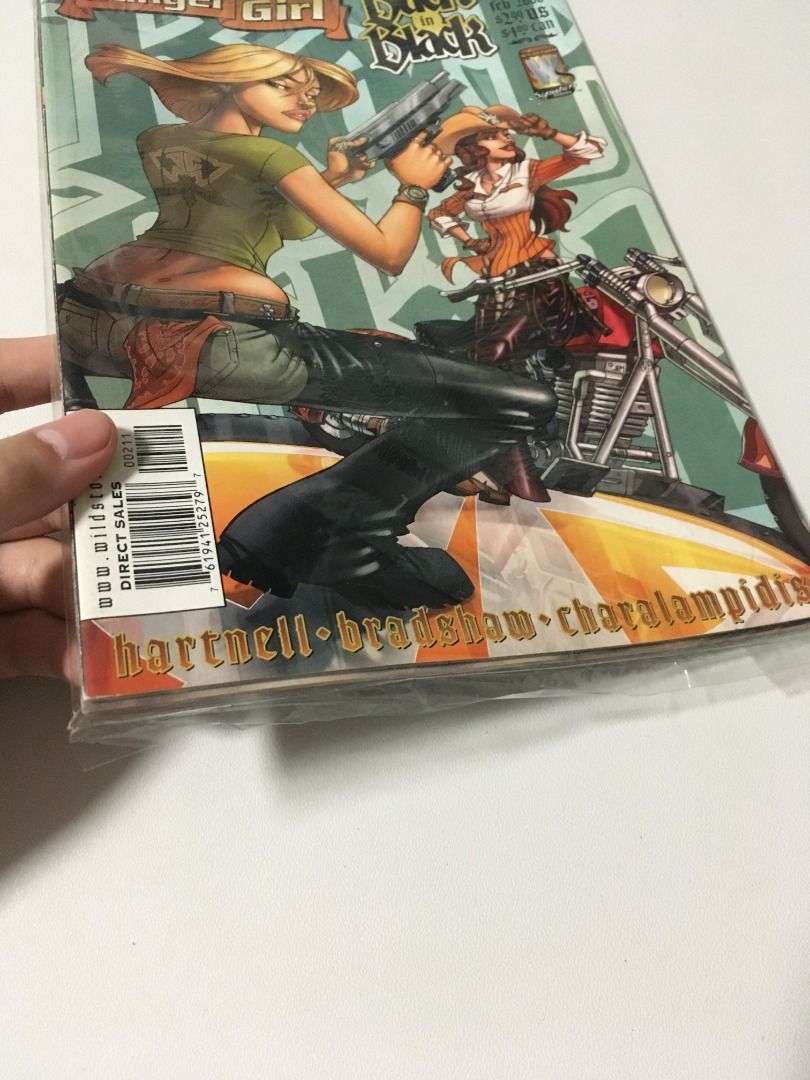 Danger Girl: Back in Black #2 (single comic issue) (Category: Comics & Manga) located in Binangonan. Submitted by quinns_garage_sale (Listing ID 1267212667, Image 3). Description: Danger Girl: Back in Black #2 is an issue of the series Danger Girl: Back in Black (Volume 1) with a cover date of February, 2006. It was published on December 14, 2005. "Fire up your chopper and join Danger Girls Abbey Chase and Sydney Savage as they continue their que