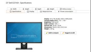 DELL Computer Monitors 23 inches