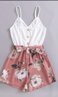 Floral Belted Cami Romper