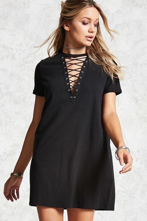 Forever 21 Lace up T shirt Dress Women s Fashion Dresses Sets