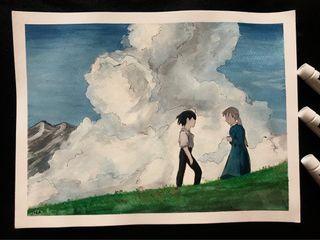 Gouache Painting a scene from Howl’s Moving Castle|Fabriano Paper(200GSM)