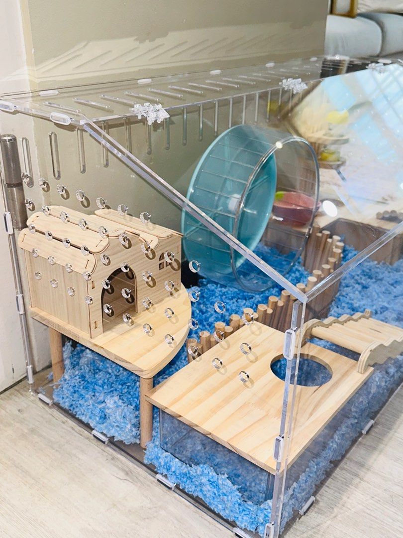 Photo inspiration: Hamster Cage Accessory Packs Reference: Hamster Acrylic Cage Syrian 80Cm 100Cm Cage Wooden Accessories Setup