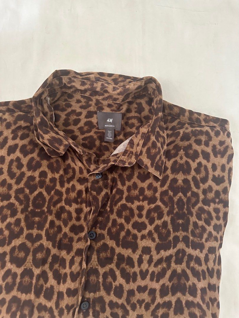H&m mens leopard online shirt