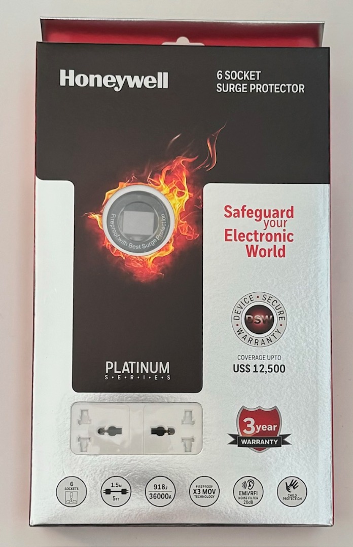 Honeywell extension cord with 6 international sockets, TV & Home