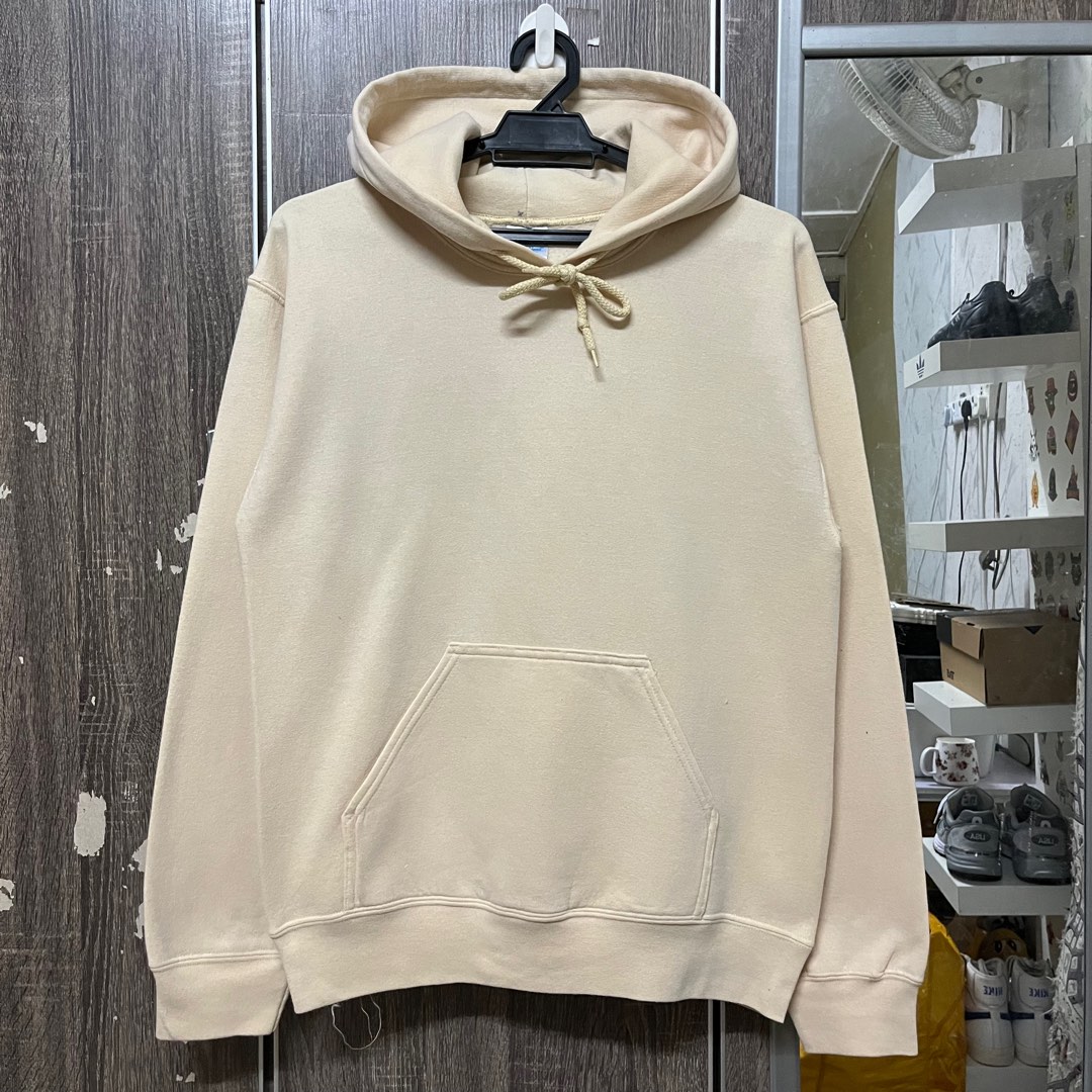 Hoodie Plain Cream Men s Fashion Tops Sets Hoodies on Carousell