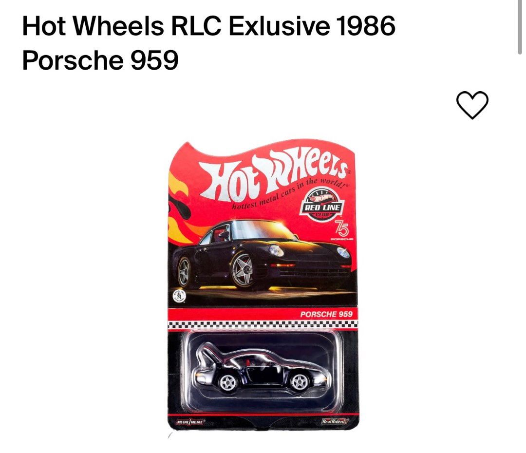 Hot Wheels RLC Exlusive 1986 Porsche 959, 興趣及遊戲, 玩具& 遊戲類