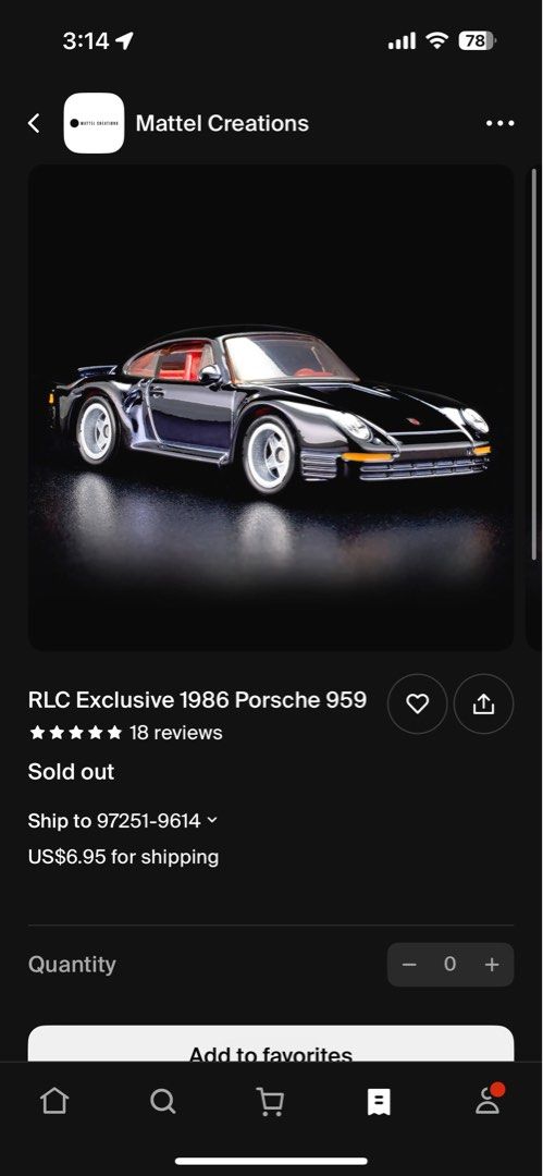 Hot Wheels RLC Exlusive 1986 Porsche 959, 興趣及遊戲, 玩具& 遊戲類